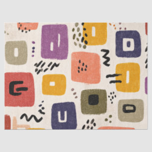 Playful Retro Doodle Abstract   Mid-Century Modern Tissue Paper