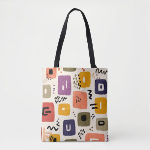 Playful Retro Doodle Abstract   Mid-Century Modern Tote Bag