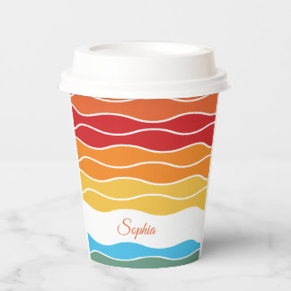 Playful Retro Rainbow Stripes for Custom Product Paper Cups
