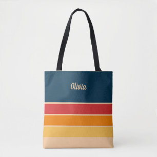 Playful Retro Rainbow Stripes for Custom Product Tote Bag