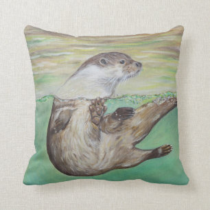 Playful River Otter Cushion