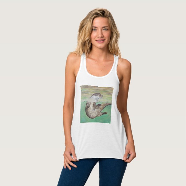 Playful River Otter Painting Singlet (Front Full)
