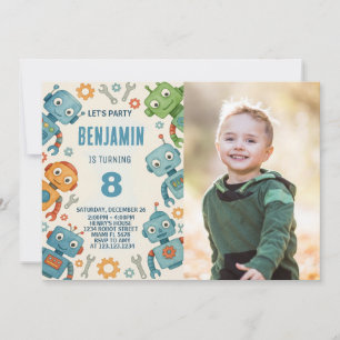 Playful Robot Birthday Invitation for Kids