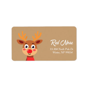 Playful Rudolph Reindeer Return Address Label