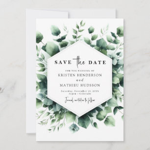 Playful Rustic Eucalyptus Digital Wedding Save The Date
