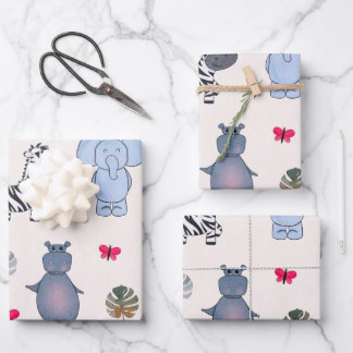 Playful Safari Animals Gift Wrapping Paper (v.1)