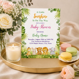 Playful Sage Green Watercolor Safari jungle animal Invitation