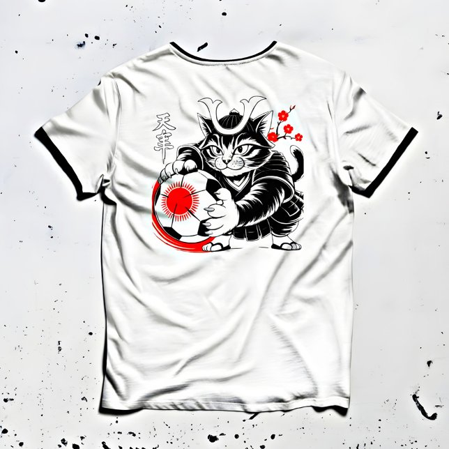 Playful Samurai Cat Soccer Kawaii & Soccer Fans! T-Shirt (Creator Uploaded)