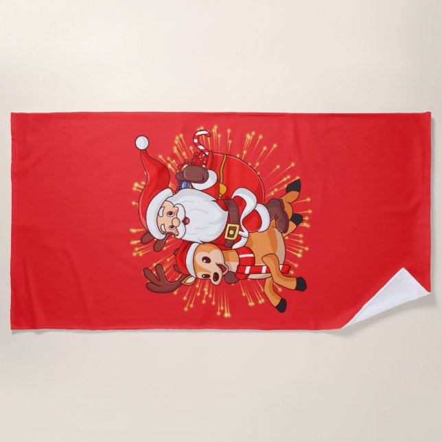 **"Playful Santa Claus Design – Fun and Festive Ch Beach Towel (Front)