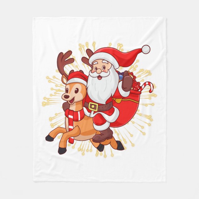 **"Playful Santa Claus Design – Fun and Festive Ch Fleece Blanket (Front)