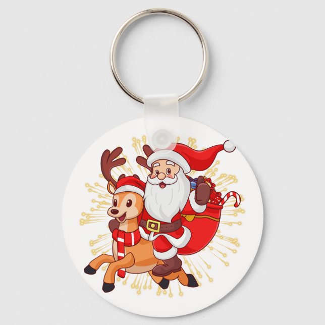 **"Playful Santa Claus Design – Fun and Festive Ch Key Ring (Front)