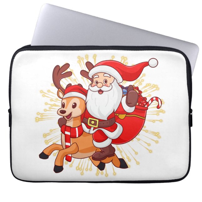 **"Playful Santa Claus Design – Fun and Festive Ch Laptop Sleeve (Front)