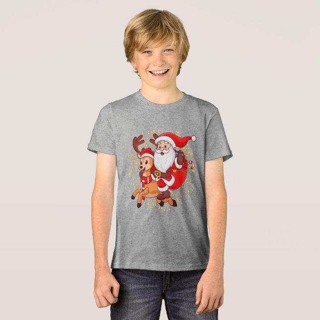 **"Playful Santa Claus Design – Fun and Festive Ch Tri-Blend Shirt (Front Full)
