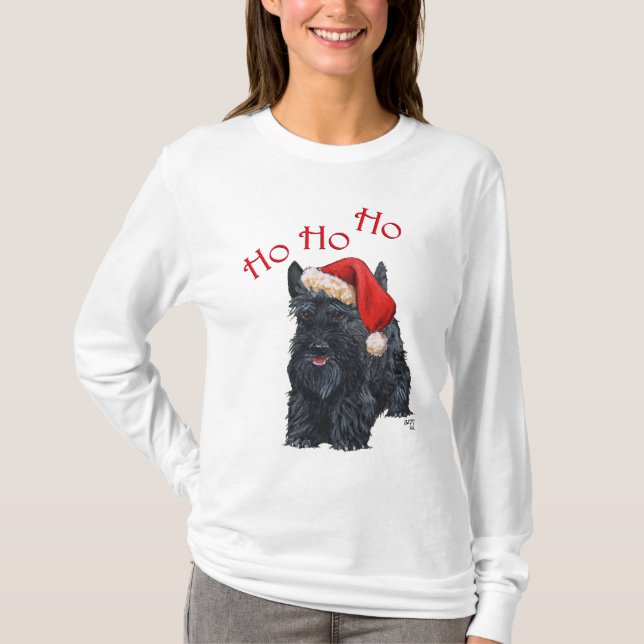 Playful Scottie Santa T-Shirt (Front)