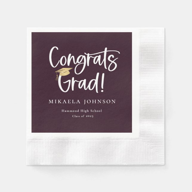 Playful Script Graduation Party Napkins (Front)