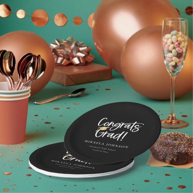 Playful Script Graduation Party Paper Plates (Multi)
