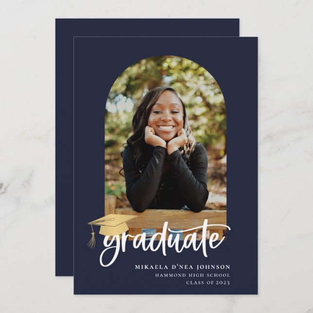 Playful Script Graduation Photo Announcement (Front/Back)