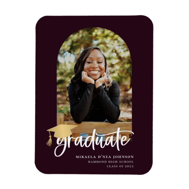 Playful Script Graduation Photo Announcement Magnet (Vertical)