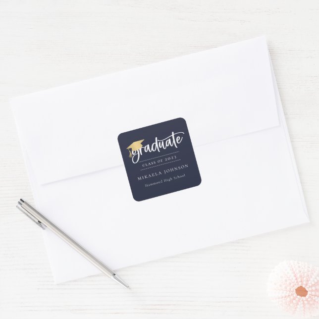 Playful Script Graduation Square Sticker (Envelope)