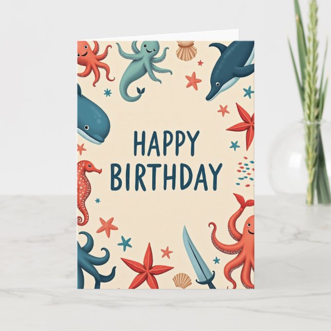 Playful Sea Birthday Card (Front)