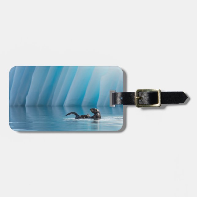 Playful Sea Otter Luggage Tag (Front Horizontal)