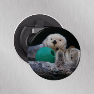 Playful Sea Otters Photo Bottle Opener