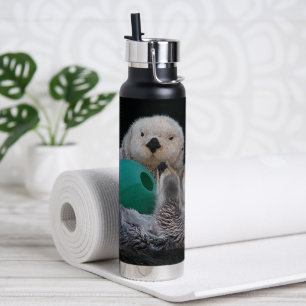 Playful Sea Otters Photo Water Bottle