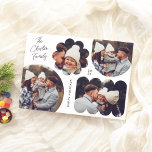 Playful Shapes Modern Christmas Photo Collage Holiday Card<br><div class="desc">Share your holiday joy with our unique and modern Christmas photo cards! The front showcases four photos arranged in playful shapes, including a circle, an arch, a flower, and a wavy rectangle. A fun twist on a traditional holiday card design. Your family name is written in modern script in the...</div>