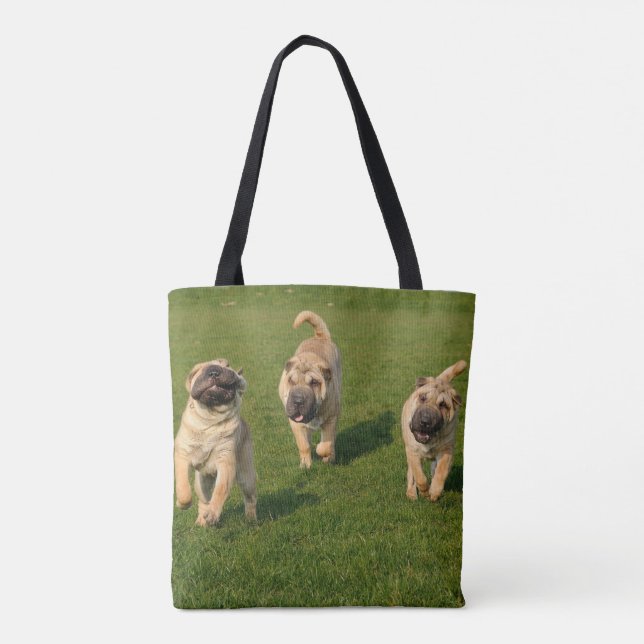 Playful Shar Pei Puppies Tote Bag (Back)