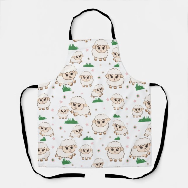 Playful Sheep Pattern Apron (Front)