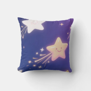 Playful Shooting Stars Pattern,Glowing Celestial Cushion