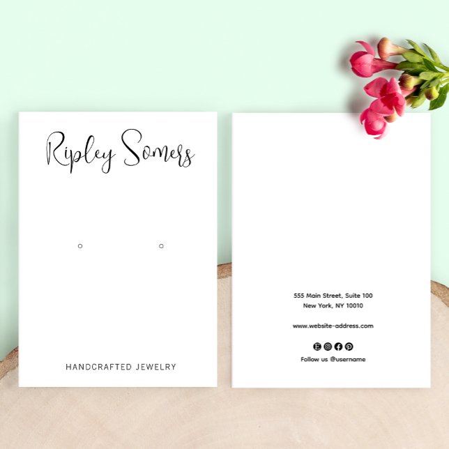 Playful Signature Script Calligraphy  Earring  Business Card (Creator Uploaded)