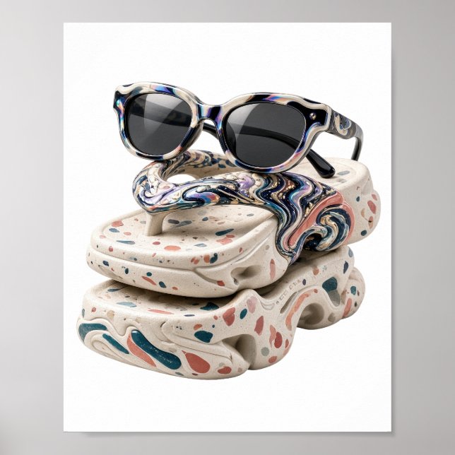 Playful Silver ABSTRACT ART Artistic Motif Poster (Front)