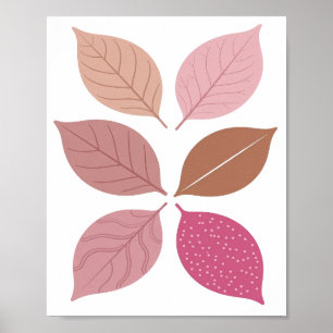 Playful Silver AUTUMN LEAVES Text Design Poster