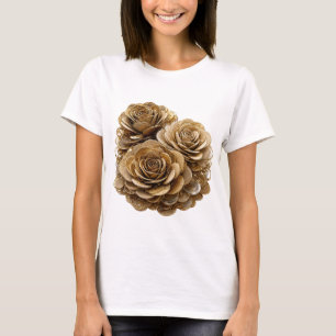 Playful Silver GOLDEN ROSES Statement Design T-Shirt