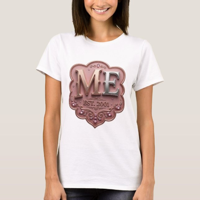 Playful Silver ME EST 2001 Custom Design T-Shirt (Front)