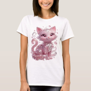 Playful Silver PINK GLITTER CAT Quote Shirt