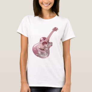 Playful Silver PINK GLITTER GUITAR Print T-Shirt