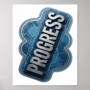 Playful Silver PROGRESS Statement Design Poster
