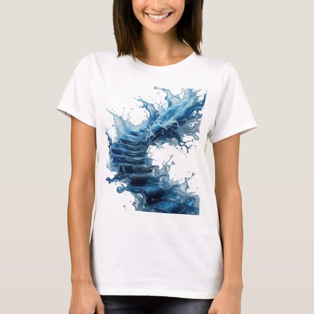 Playful Silver WATER STAIRS Text Design T-Shirt (Front)