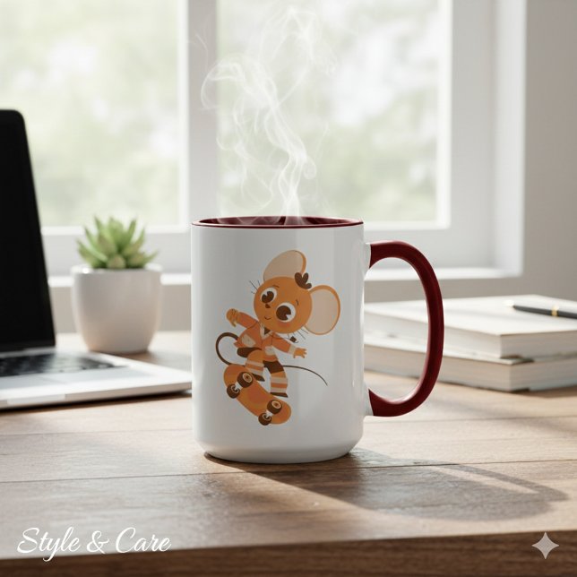 Playful Skateboarding Mouse Combo Mug for Daily Fu (Playful Skateboarding Mouse Combo Mug for Daily Fun)