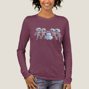 Playful Skeletons Building a Snowman – 3D Cartoon, Tri-Blend Shirt