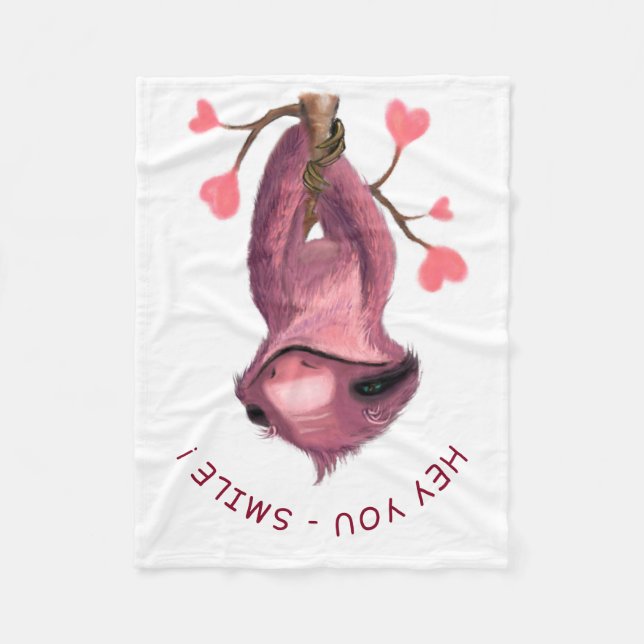 Playful Sloth Baby Fleece Blanket Smile Cartoon (Front)