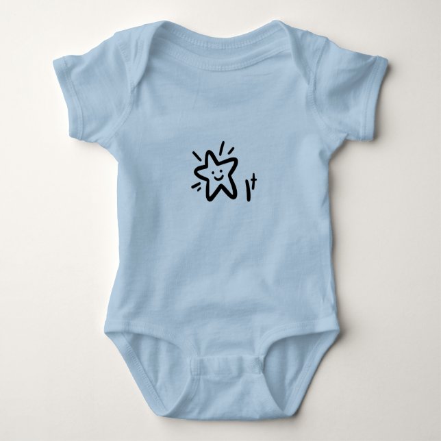 Playful Smiling Star Face | Cute  Baby Bodysuit (Front)