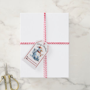 Playful snowman Christmas tags