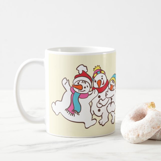 Playful snowmen coffee mug (With Donut)