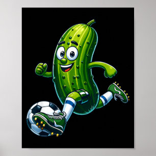Playful soccer pickle - cartoon goal scorer  poster
