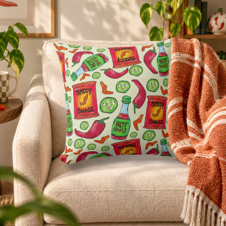 Playful Spicy Food Pattern Cushion