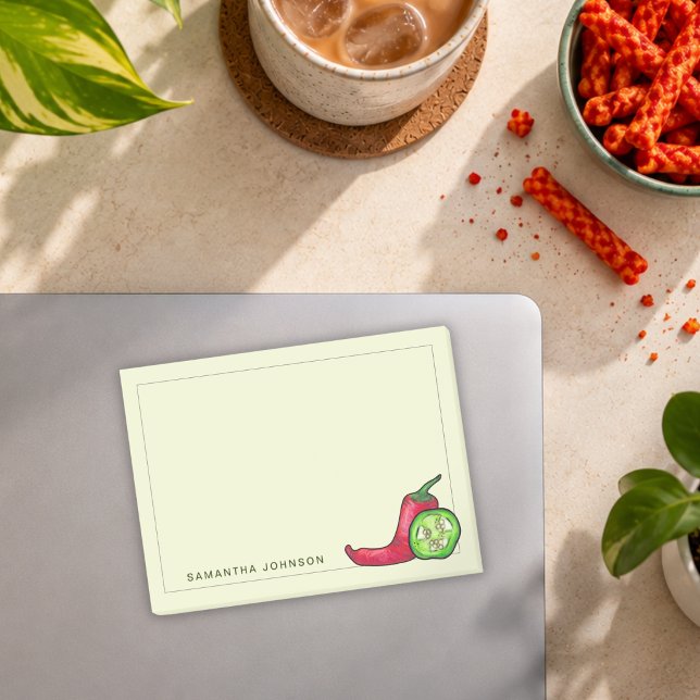 Playful Spicy Red Chile Pepper & Jalapeño Post-it Notes (Creator Uploaded)