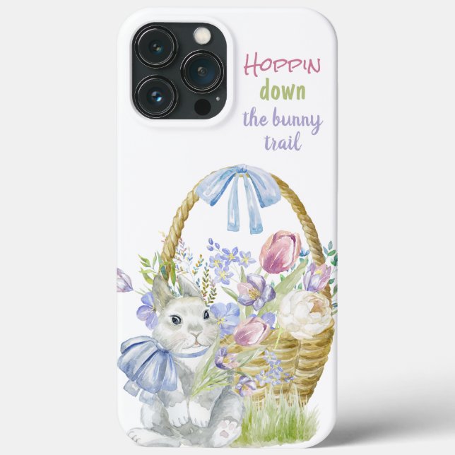 Playful Spring Easter Basket Bunny Pastel Floral Case-Mate iPhone Case (Back)